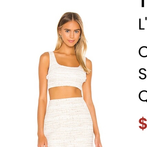 L'Academie Tops - L’Academie The Risa Crop Top in White Multi